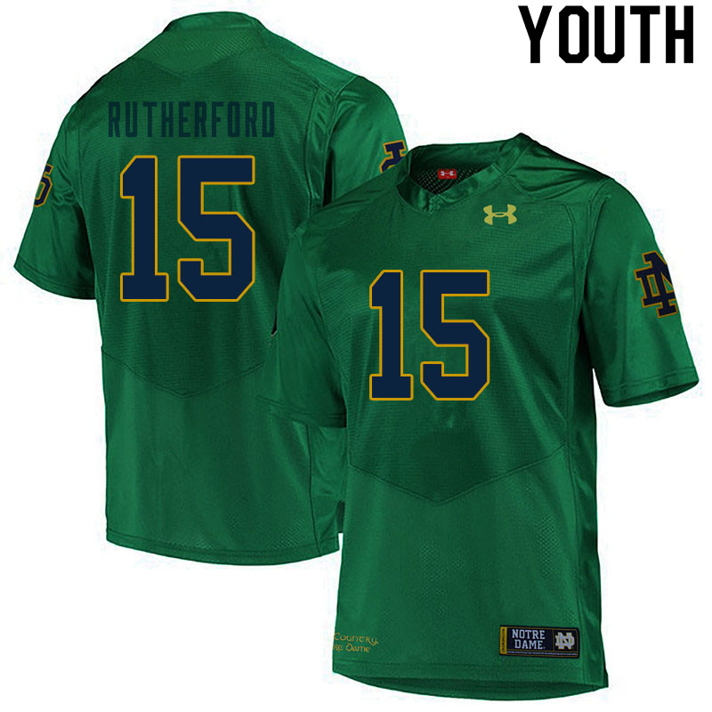 Youth NCAA Notre Dame Fighting Irish #15 Isaiah Rutherford Stitched College Under Armour Authentic Green Football Jersey DU10T64FX